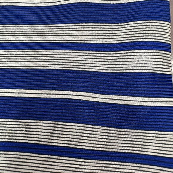 Vintage 90s USA Parallel Lines Basic Elements Blue White Tie Men’s 57” Silk EUC - Picture 2 of 4